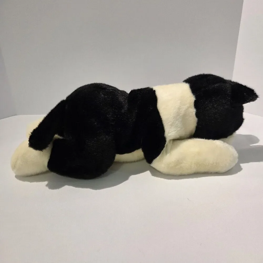 Russ Berrie Frazier Puppy Dog Plush Black White 15” Weighted Floppy Stuffed Toy